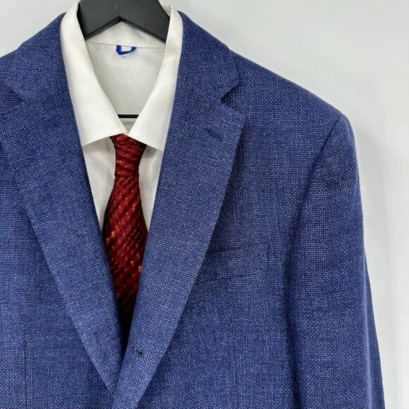 FACONNABLE jacket blazer sport coat wool hemp cupro two button blue US 38R - Picture 1 of 10